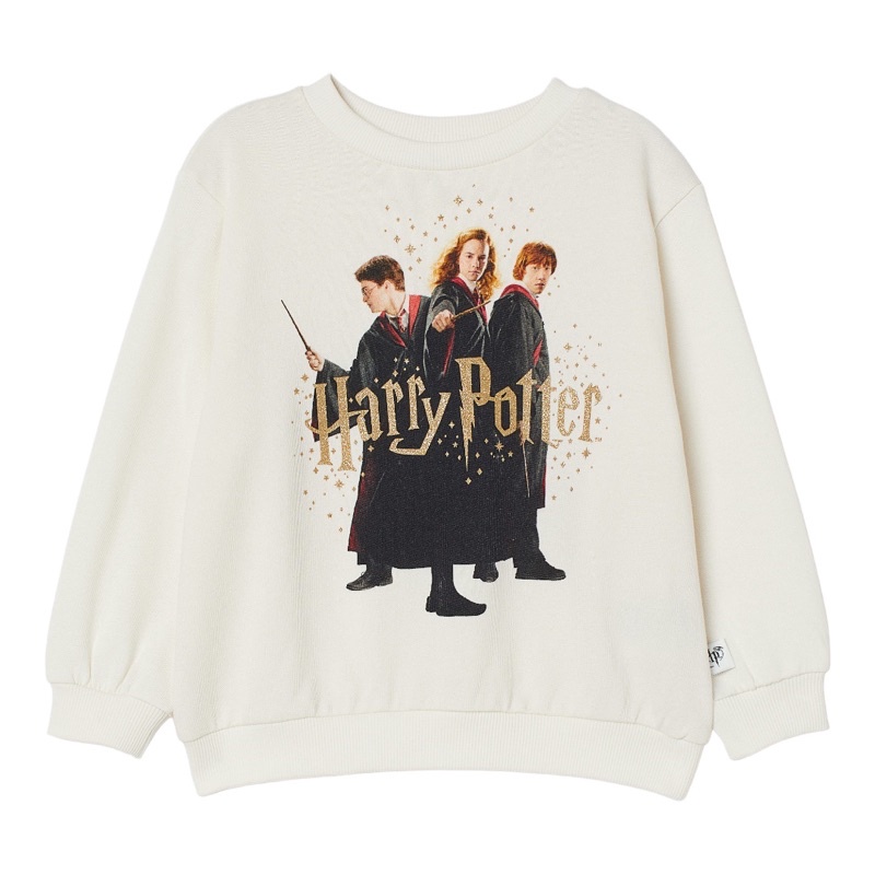 ( 8.8 ) Crewneck Sweatshirt H&amp;M Unisex Sablon Potter Cream, Flecee Katun Lembut Tebal, Free Papperbag