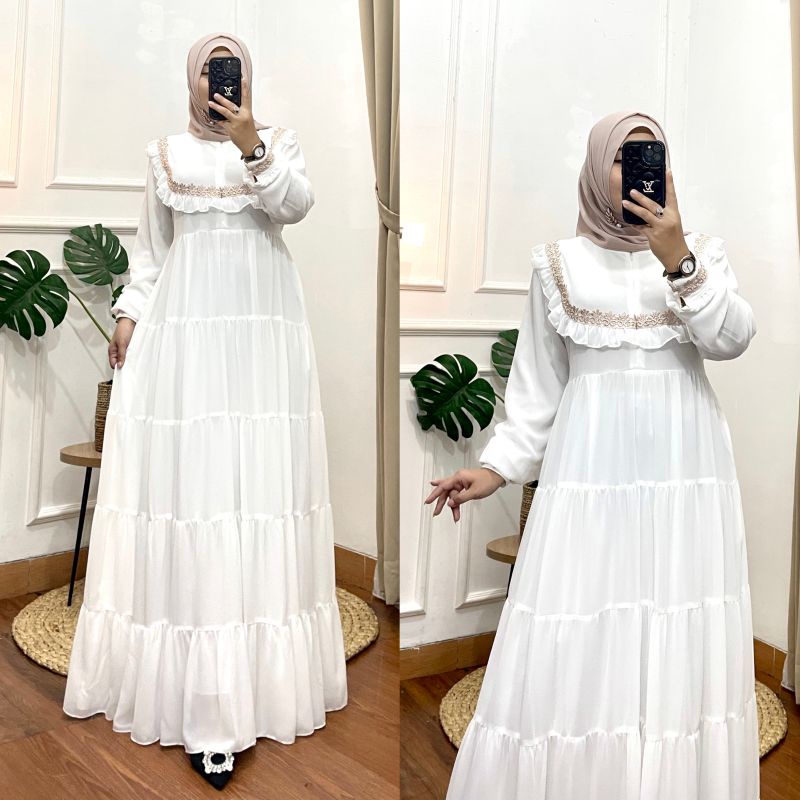 Azurra dress gamis polos premium