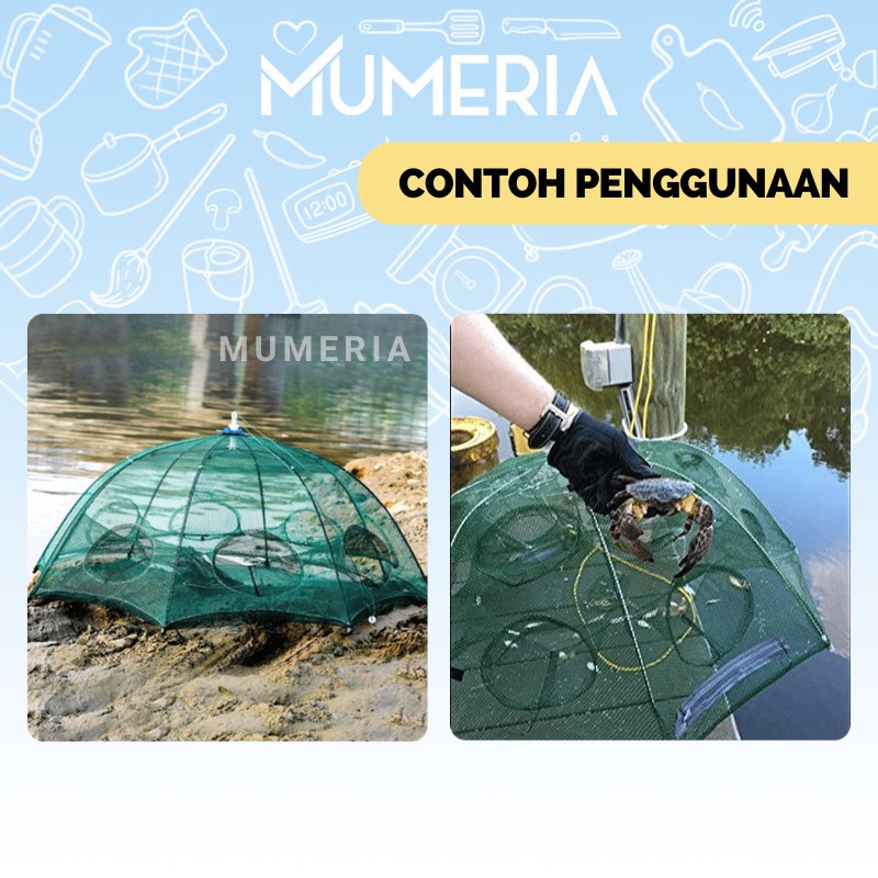 COD - SM88 - 6L perangkap Bubu Payung Alat Jaring Pancing Jala Ikan Udang Kepiting Fish Trap Net 6 Lubang