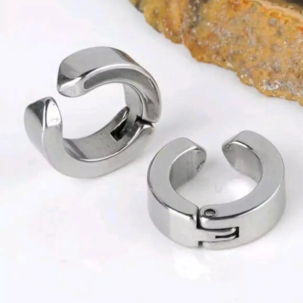 Anting Jepit Pria Wanita Tanpa Tindik Titanium Stainless