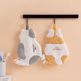 MOGYMOGY HL0476 Lap Tangan Karakter Kucing Handuk Motif Bahan Lembut Tebal Model Gantung