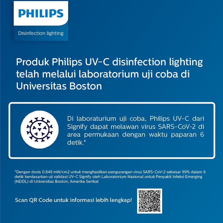 Lampu Philips UVC Desk Lamp Silver Disinfektif efektif melawan virus dan bakteri dipermukaan dan ruangan