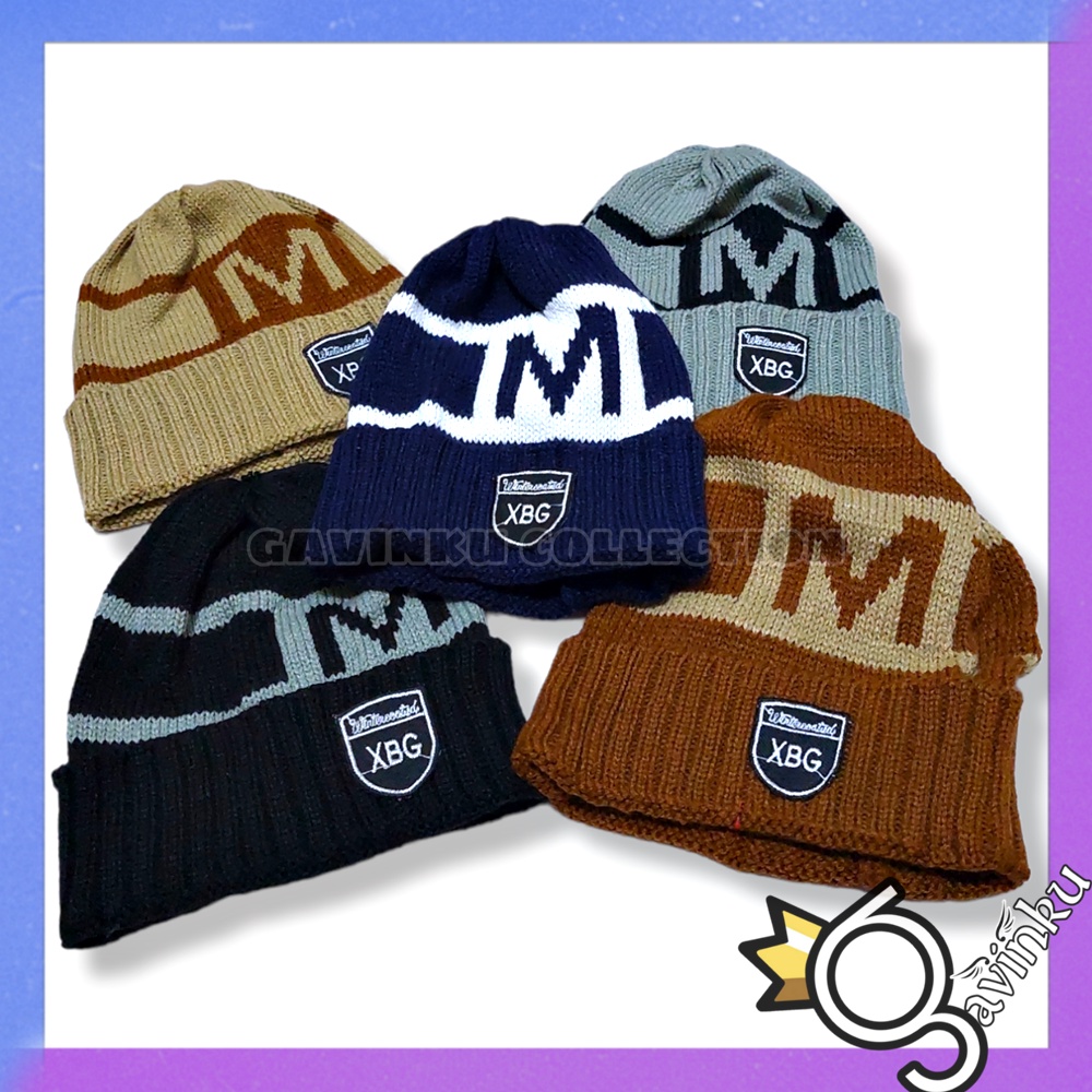 Topi Kupluk Anak Laki Laki Umur 3 4 5 6 7 8 Tahun Tanggung Rajut Knitted Motif M XBG Musim Dingin Murah Beanie Hat Usia Gaul Keren Model Baru Kekinian Korea Ketu Koplok Topu Kerpus Kuplok Perempuan