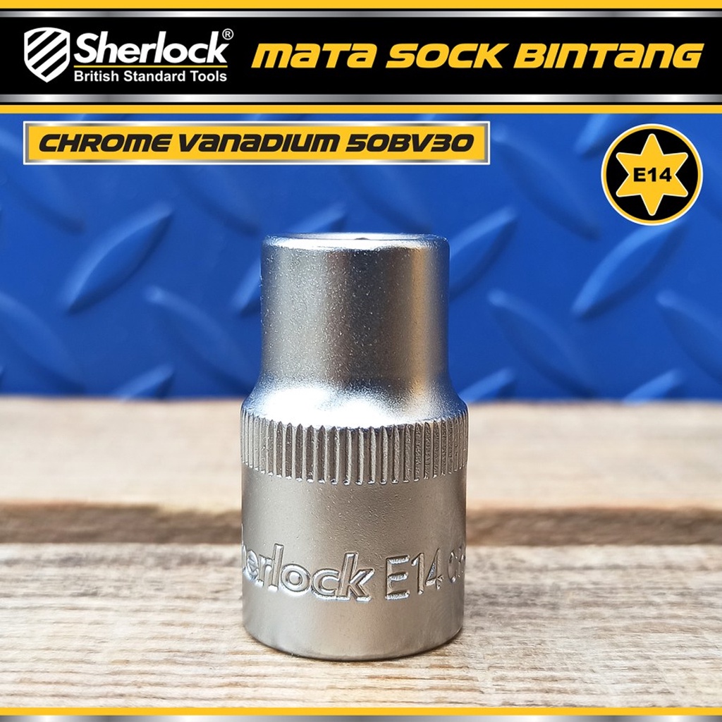 Kunci Shock Bintang Sok E14 1/2 inch Drive Star Socket Sherlock