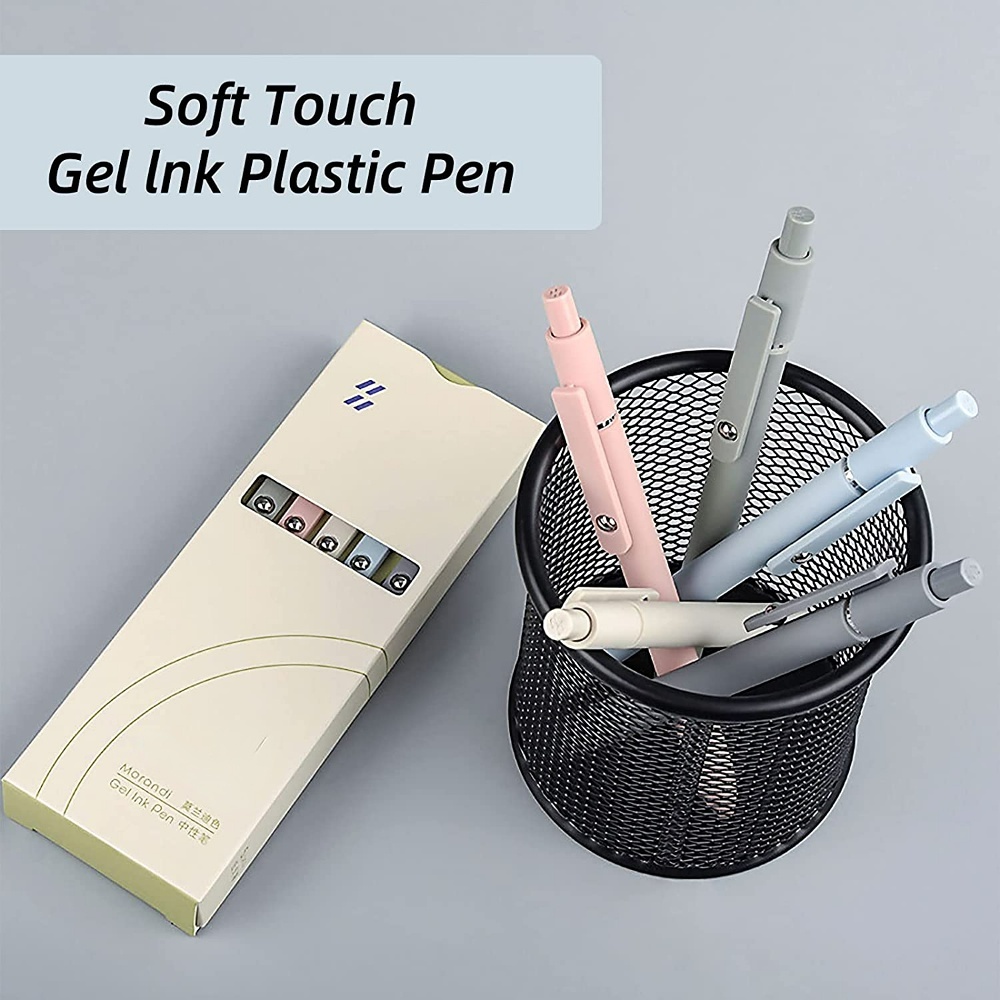 Morandi Color Press Type Neutral Pen Alat Tulis Siswa Kantor Sekolah Perlengkapan Alat Tulis Anti-Letih Press Pen Rolling Dekompresi Office Penna