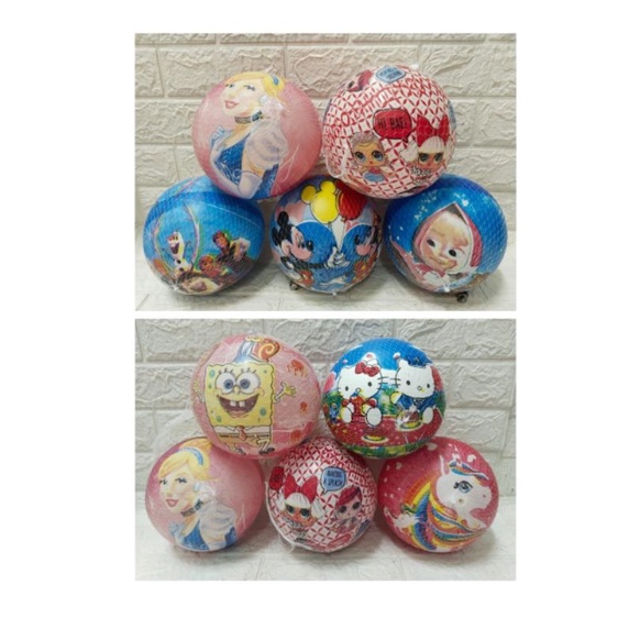 bola gambar  / bola karet mainan anak / bola karet