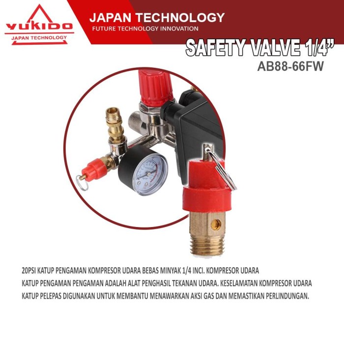 Safety valve 1/4 OTOMATIS TABUNG KOMPRESOR YUKIDO SAVETY