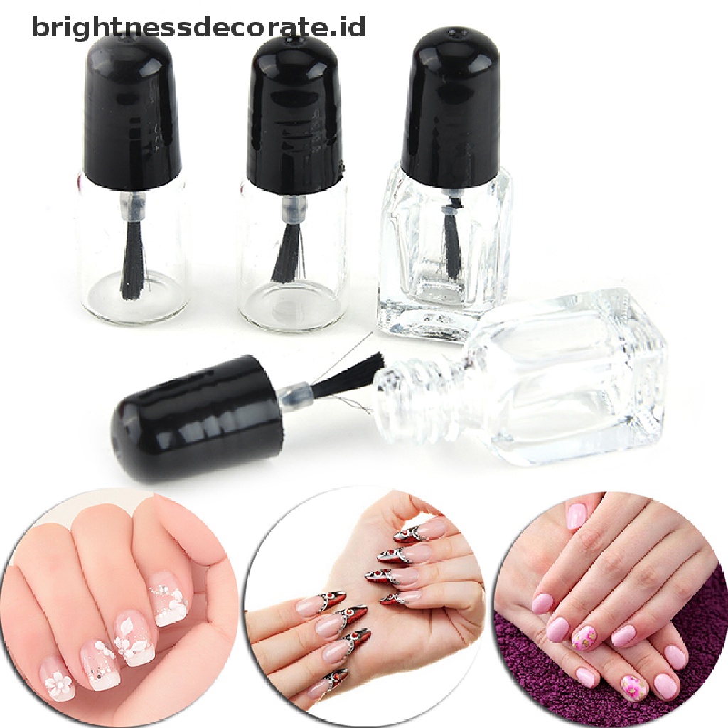 [Birth] 2ml/3ml Wadah Penyimpanan Botol Kaca Bening Kutek Kosong Dengan Tutup Hitam [ID]