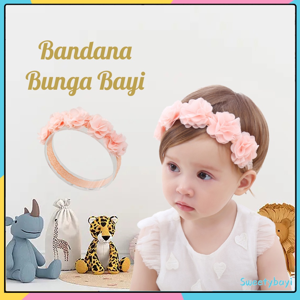 Sweetybayi Bandana bando bayi perempuan bunga Baby headband 0-3 tahun