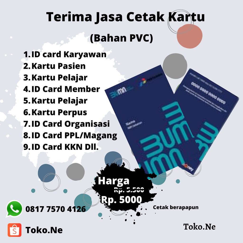 

CETAK ID CARD / KARTU PELAJAR / MEMBERCARD / KARTU ANGGOTA (BAHAN PVC)
