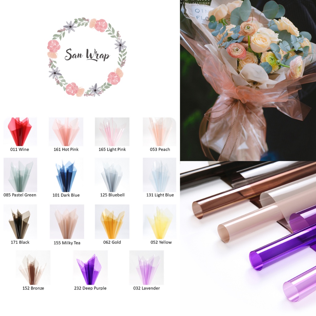 

(5 Lembar) Flower Wrapping Paper Varian Color Opp Tipis Transparan Premium/ Kertas Buket Bunga Cellophane Korea Florist Supply