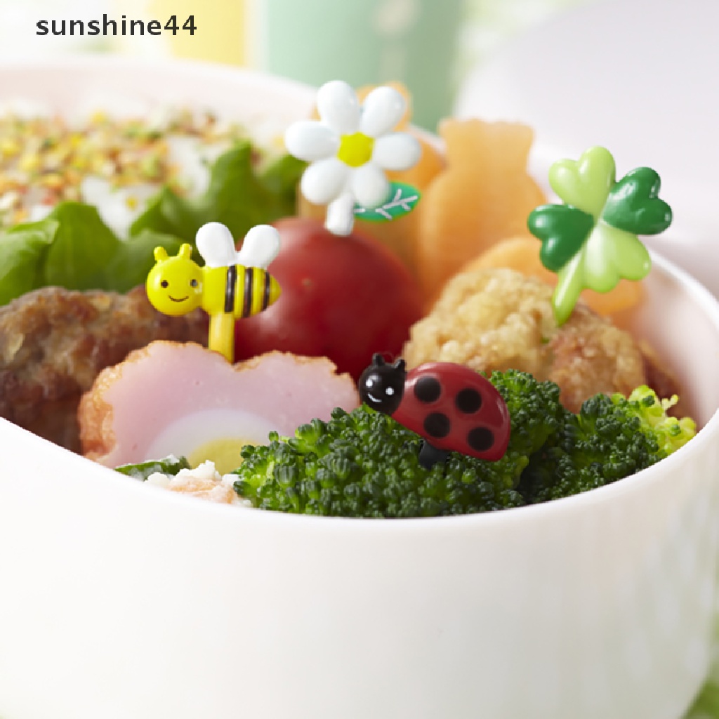 Sunshine 8pcs Animal Mini Kartun Buah Garpu Anak Snack Kue Dessert Pick Toothpik.