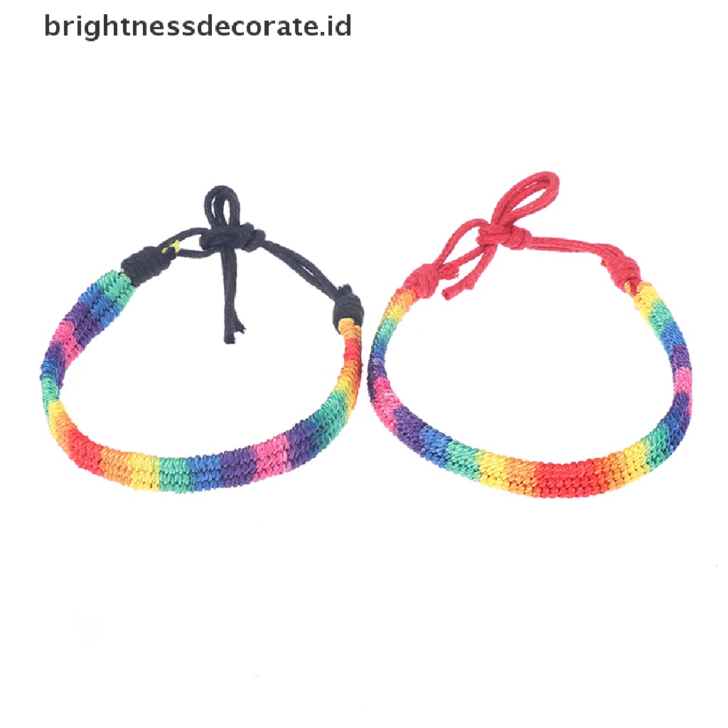 [Birth] Charm LGBT Gelang Tali Hujan Untuk Pasangan Pride Gay Wanita Pria Handmade Anyaman [ID]