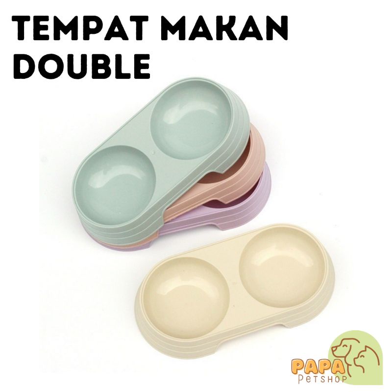 Tempat Makan Kucing Hewan Peliharaan Double Bowl 2in1 Aesthetic warna Pastel