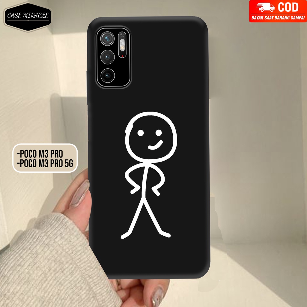 CM Case XIAOMI POCO M3 PRO Softcase Lentur Warna Hitam Macaron Protector Lensa Kamera Kaca  [ STICKM
