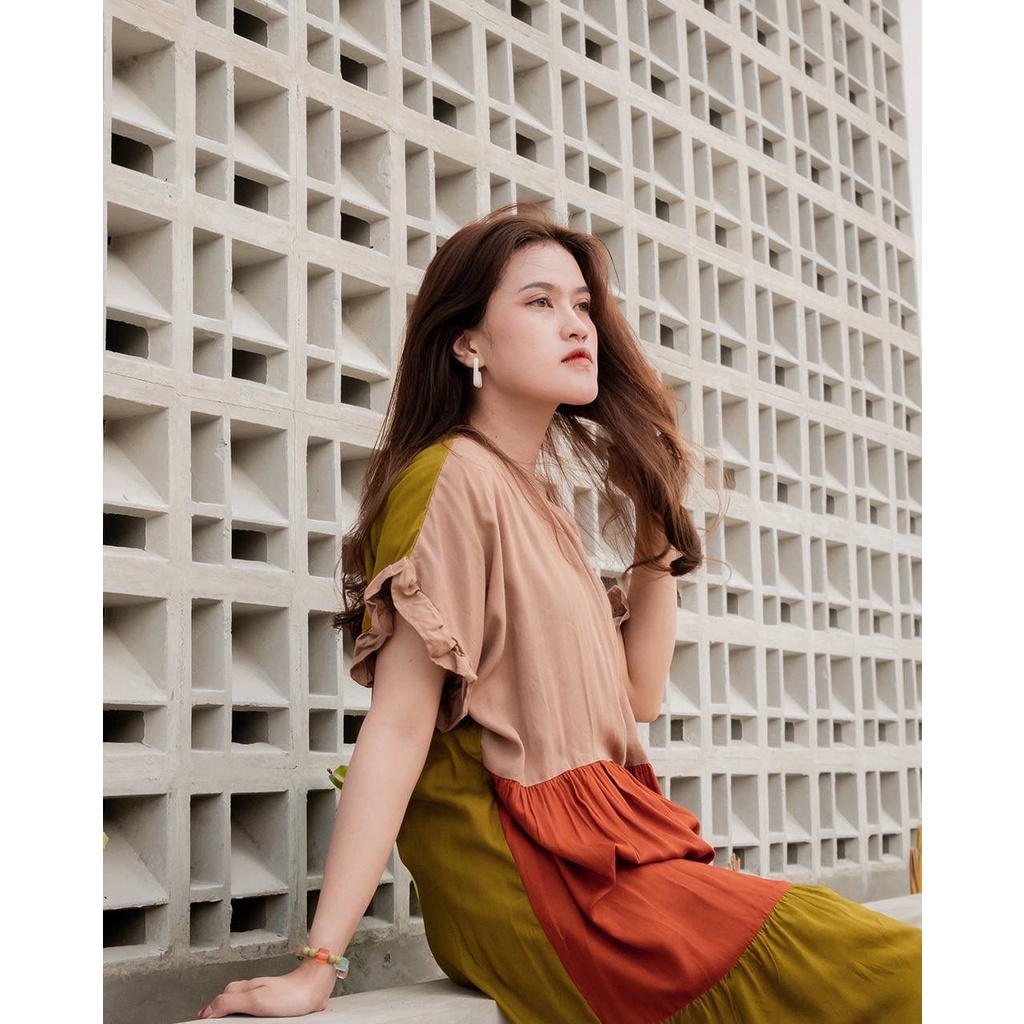 Midi Dress Candy Polos Kombinasi LD 140 &amp; LD 120 Super JUMBO Big Size Busui Bumil Freindly | MDc Oriani