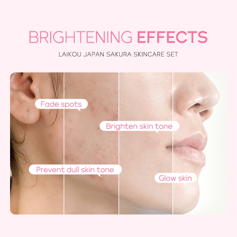 LAIKOU Sakura 3pcs Skin Care Set Serum Mengencangkan Pori-pori Krim Pelembap Memudarkan Noda Krim Mata Memudarkan Kerutan