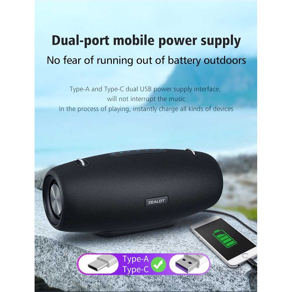 Zealot Portable Bluetooth Speaker Outdoor Waterproof - S67