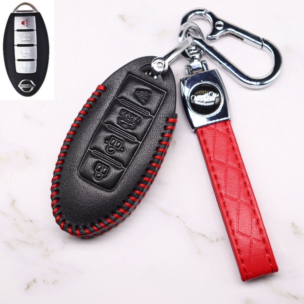 Untuk Nissan Almera Navara X-Trail Serena Livina Sylphy Remote Key Cover Leather Key Case