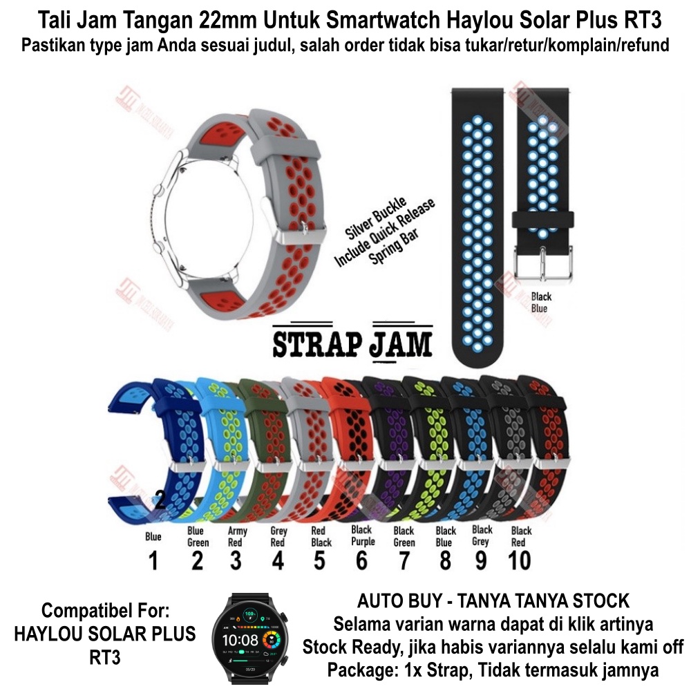 NSB Breathable 22mm Strap Haylou Solar Plus RT3 - Tali Jam Tangan Silikon Olahraga