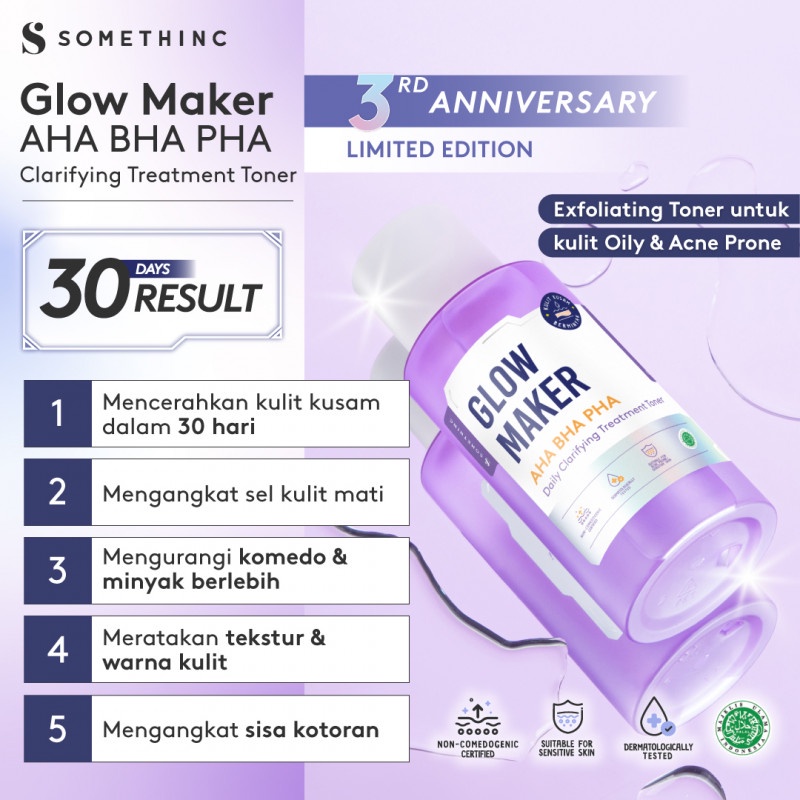 SOMETHINC GLOW MAKER AHA BHA PHA DAILY CLARIFYING TREATMENT TONER 100ML [[ UNGU ]]