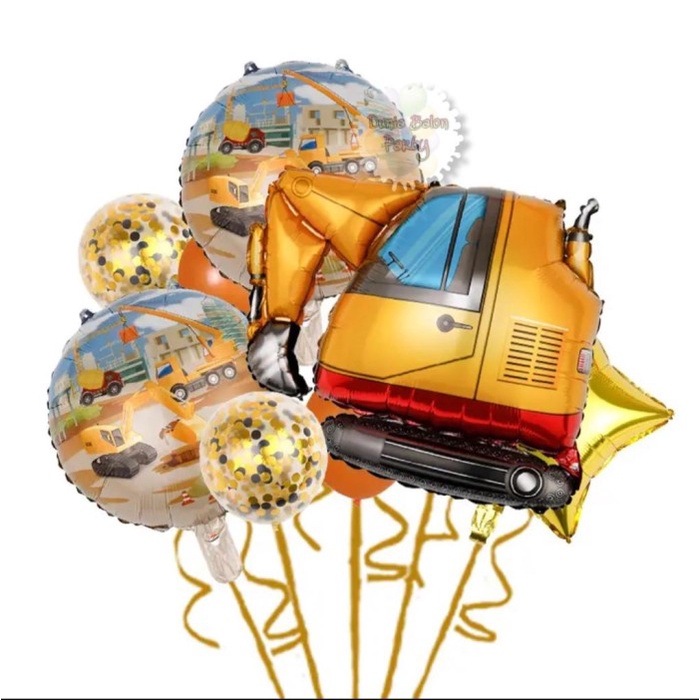 Balon Foil Bulat Mobil Alat Berat / Balon Bulat Excavator