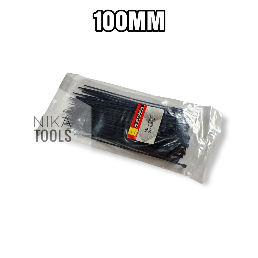 Kabel Tis 10 cm 100 mm Cable Ties Tie Nylon Nilon Hitam 100 pcs