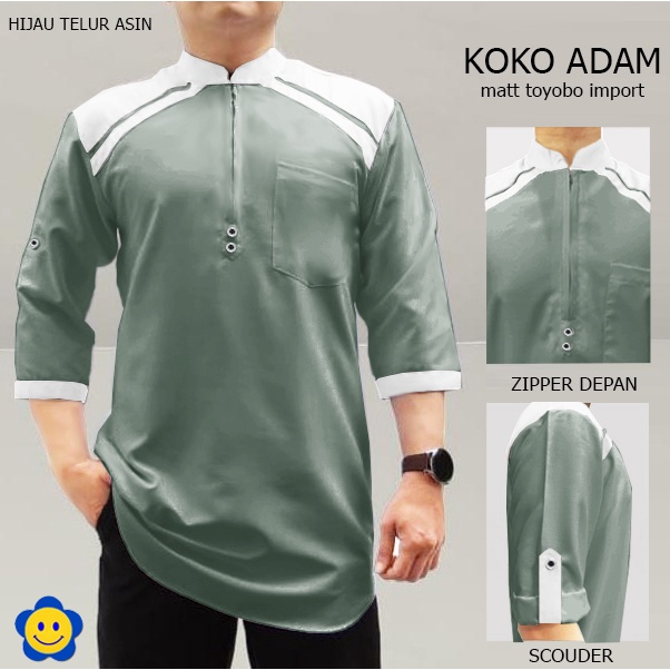 Koko Adam - Central Grosir Fashion (CGF) - Ukuran S-3XL - Matt Katun Toyobo Import  - Baju Koko Qurta Pria - Baju Koko atasan Pria- New Arrival