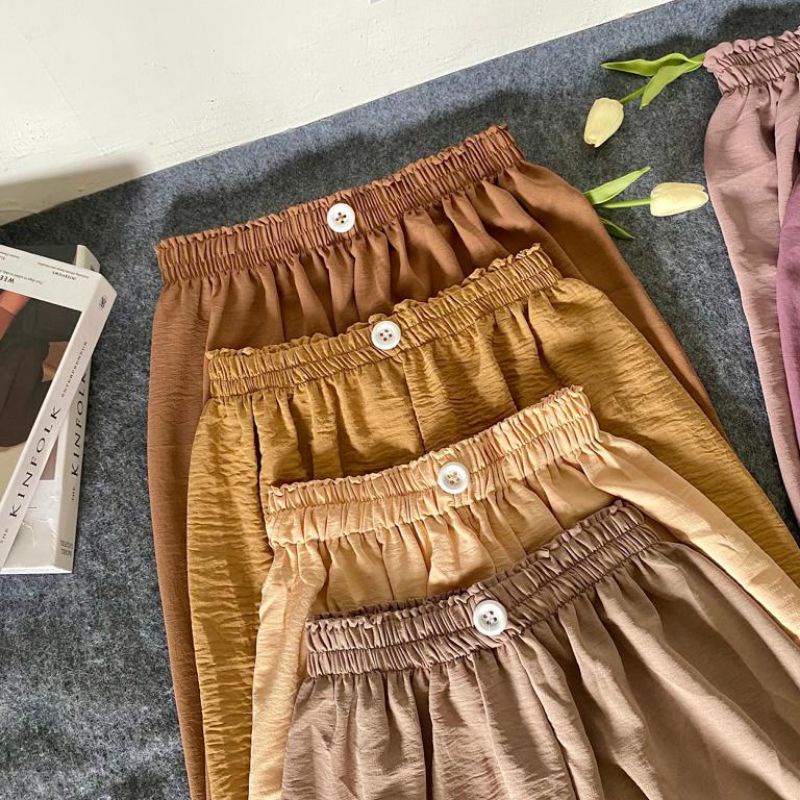 Celana Kulot Crinkle Kancing Depan/Kulot Crinkle Highwaist/Kulot Crinkle Premium
