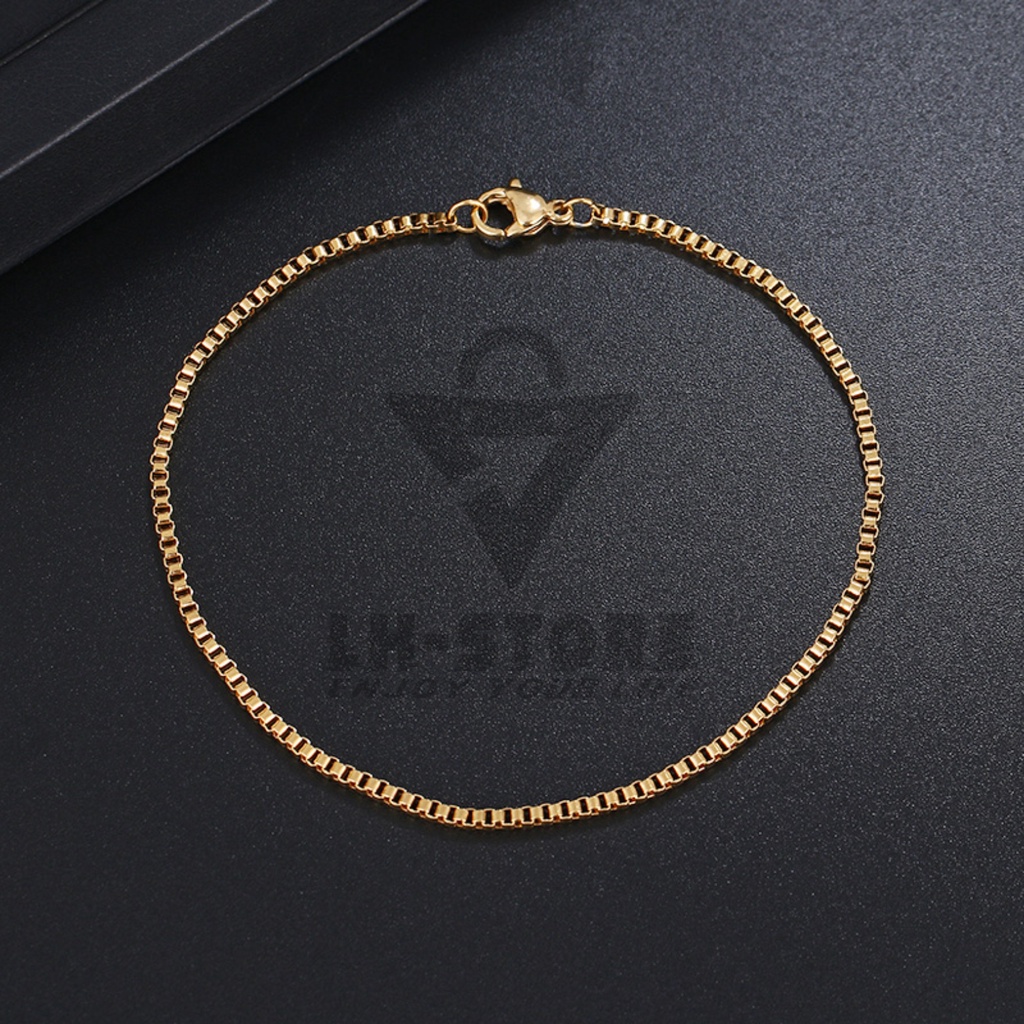 Gelang Tangan Pria Wanita Model Kotak Italy Warna Silver dan Gold Titanium Anti Karat Terbaru