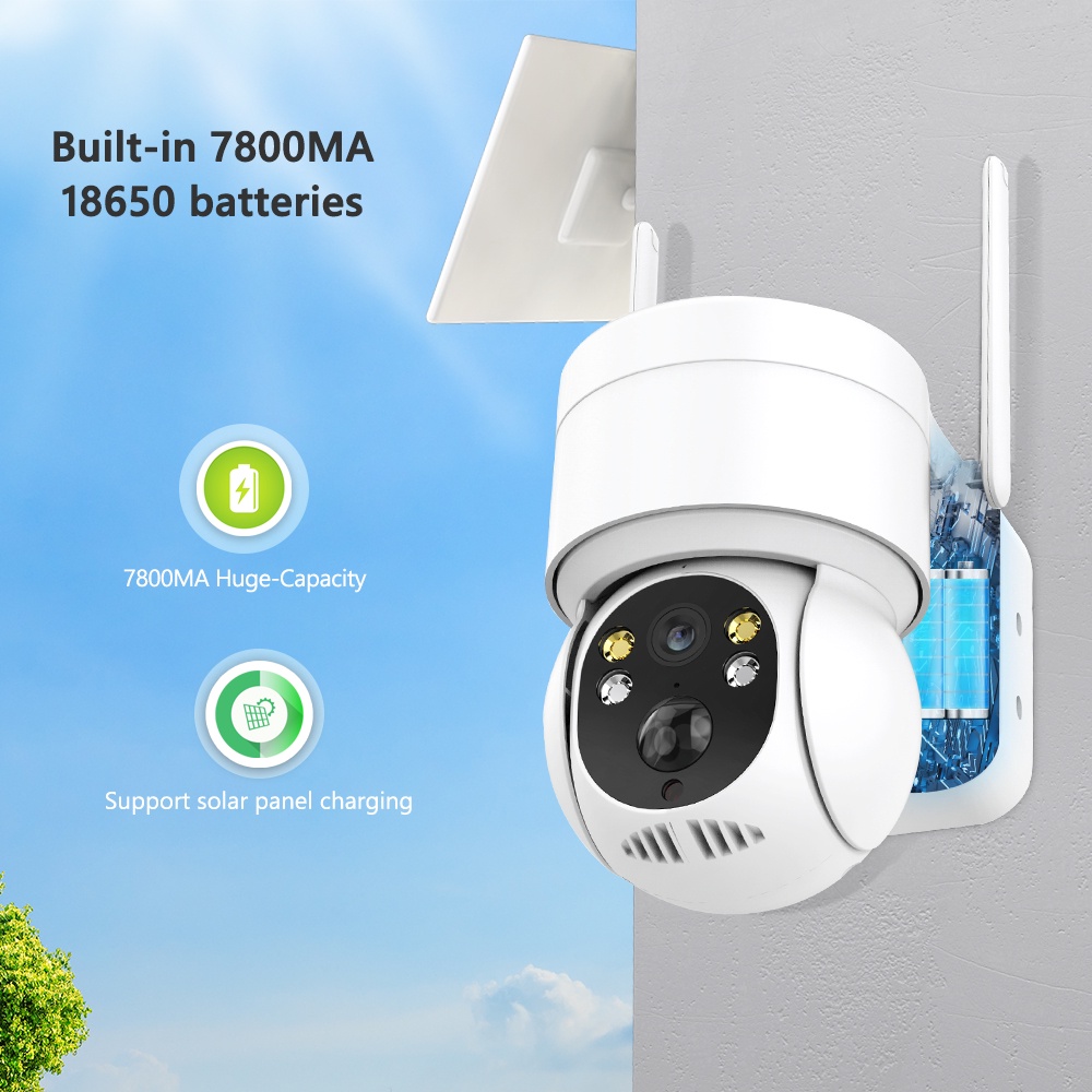 Hamrol 4MP Outdoor Solar PTZ WiFi IP Camera With Rechargeable Battery PIR Human Detection Wireless CCTV Camera Connect to Cellphone With Voice iCsee APP