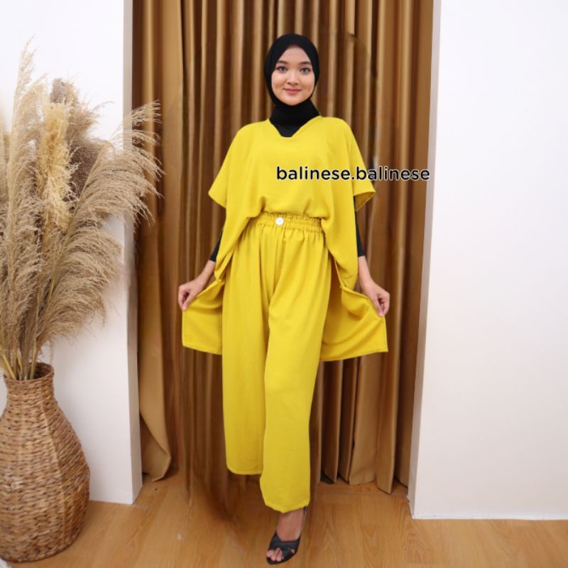 Setelan Blouse Dan Kulot Bahan Cringkle Airflow