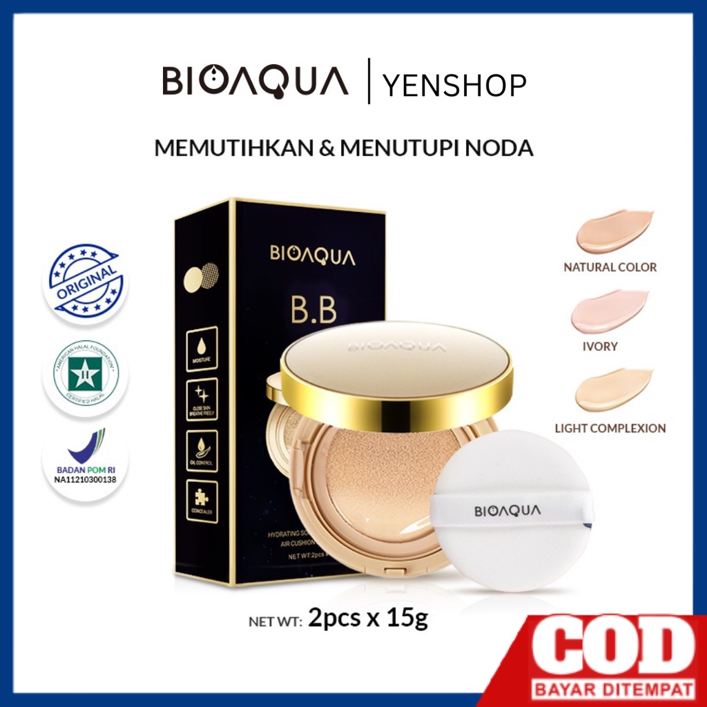 BIOAQUA Hydrating Soft And Flawless Air Cushion BB Cream Natural Ivory Light Complexion