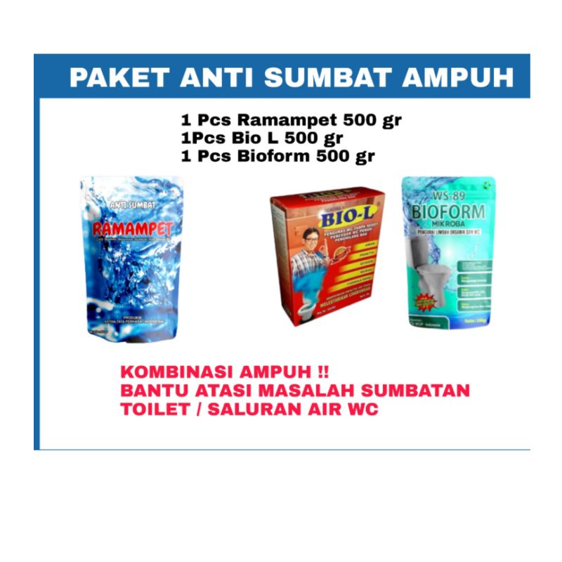 paket anti sumbat wc lengkap bio L BioForm Dexplong