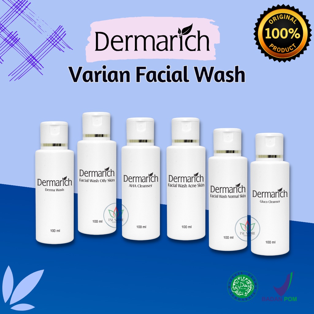 Dermarich Facial Wash - Sabun Wajah Dermarich - Varian Sabun Acne | Sabun Normal | AHA Cleanser | Sa