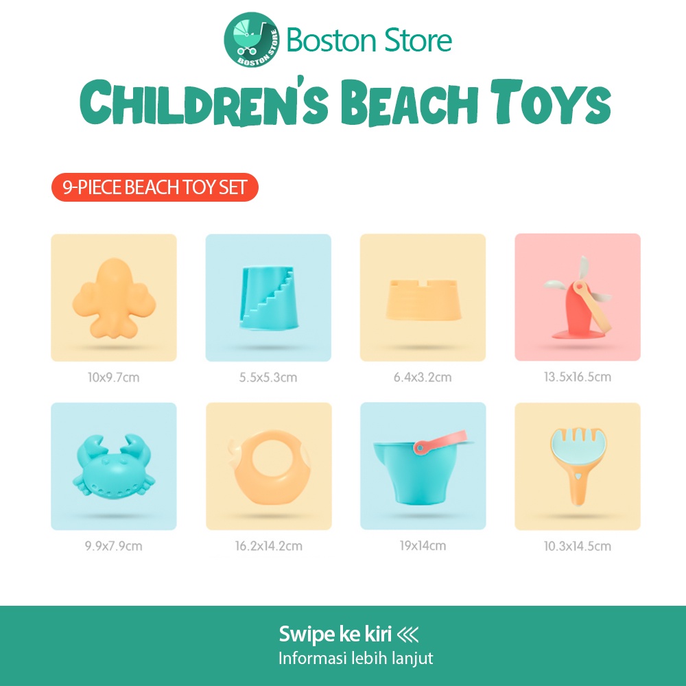 Bostonstore Silicone Beach Bucket &amp; Toys / Mainan Pasir pantai anak KIDS BEACH TOY SET 7 in 1 / Scrunch bucket / Mainan Pantai / Mainan Pantai Anak 1 set Lengkap / Mainan Pantai Anak / Mainan Pantai Silikon / Mainan Pantai Ember / Ember Pantai