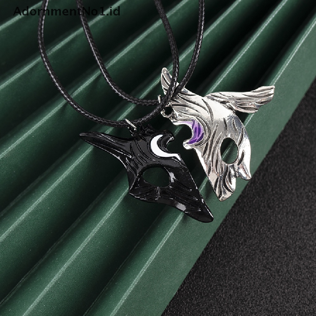 [AdornmentNo1] 1pasang League Of Legends Gaya Domba Dan Serigala Liontin Kalung Misterius Splicing Liontin Perhiasan Asimetris Domba Serigala Liontin Pribadi Topeng Hewan Dua Warna Ne