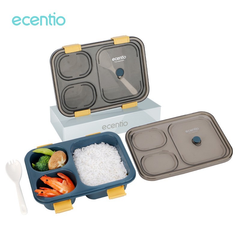 ecentio 850ml 3 Grid Include Sendok Kotak Makan