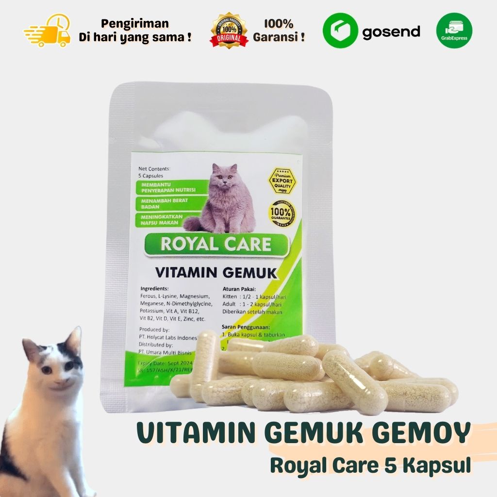 Vitamin Gemuk Kucing Royal Care Kemasan Ekonomis isi 5 KAPSUL