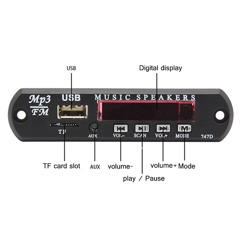 KEBIDU Tape Audio Mobil MP3 Player Bluetooth Wireless Receiver - 747D - Black