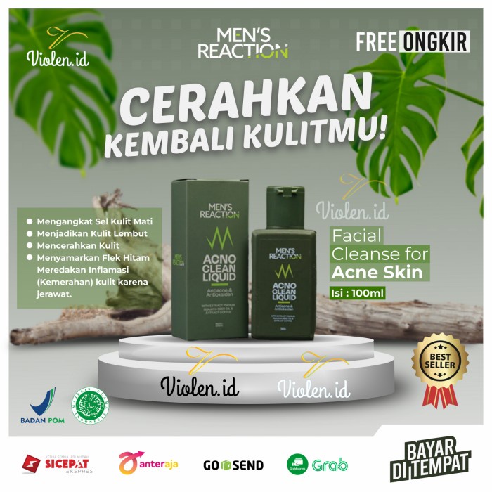 Sabun Muka Pria Penghilang Jerawat & Bekas Jerawat Mens Reaction BPOM