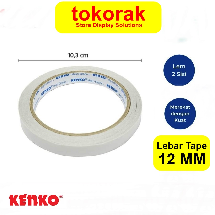 

KENKO DOUBLE TAPE 12 MM BLUE CORE 1/2 INCH ISOLASI TAPE DOUBLE SIDED