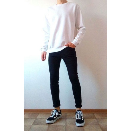 sweater polos / crewneck polos / sweater putih / hodie polos putih