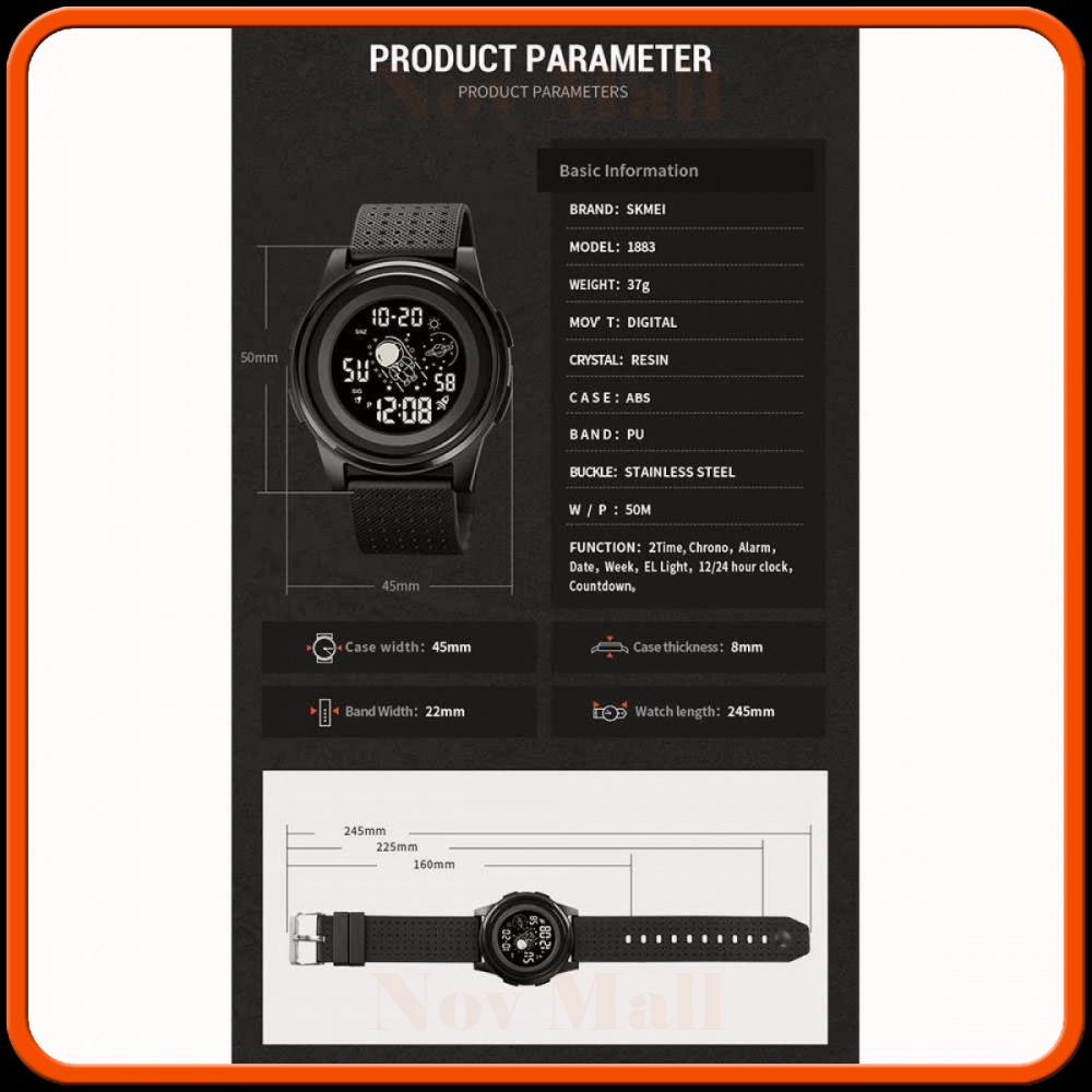 SKMEI Jam Tangan Pria Digital Sport Watch Waterproof with EL Lights - 1883