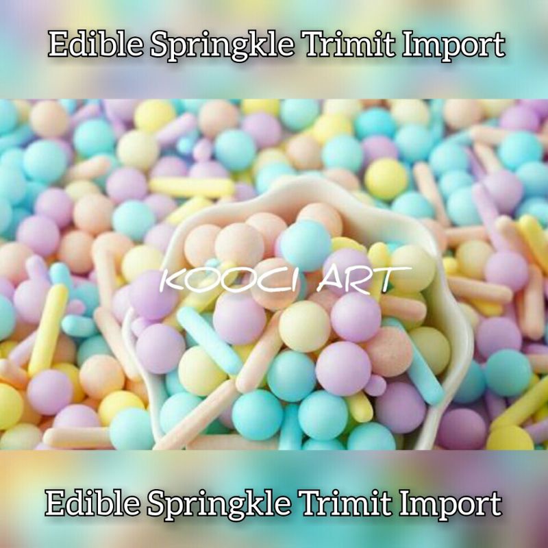 

Springkle edible trimit gula mutiara bulat Boba meses batang pastel import repack murah