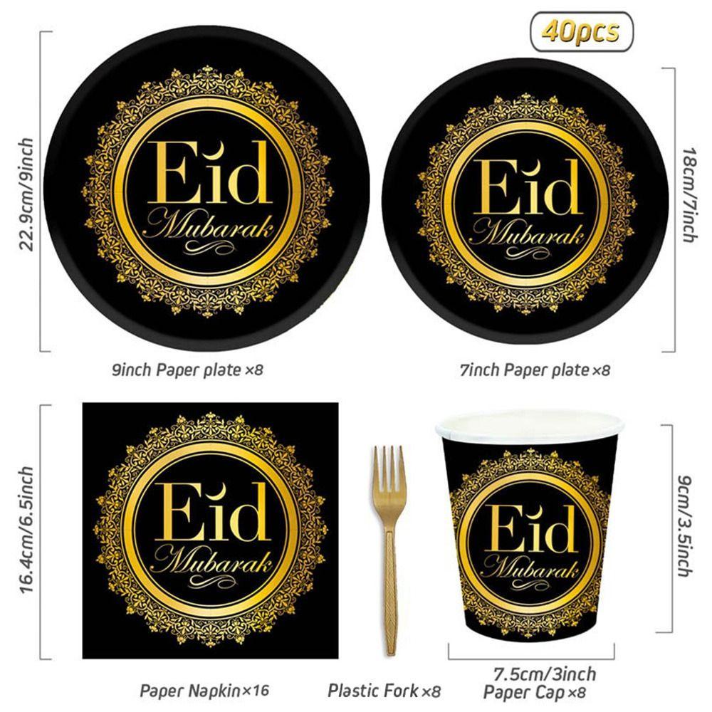 Solighter 10Pcs Peralatan Makan Sekali Pakai Dekorasi Pesta Muslim Islam Ramadhan Kareem Paper Cup