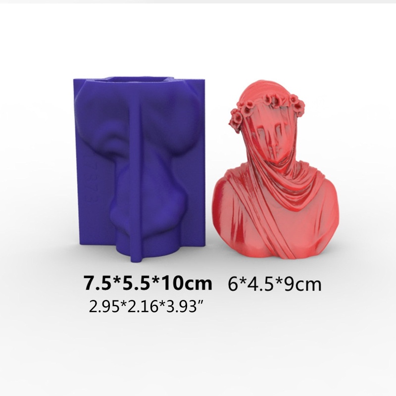 Siy Bust Patung UV Kristal Epoxy Cetakan Bercadar Lady Art Dekorasi Resin Cetakan Silikon DIY Kerajinan Wanita Pengantin Antik B