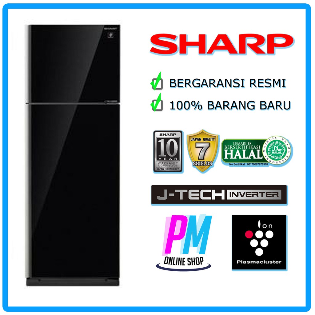 LEMARI ES SHARP 2 PINTU SJ-IG571PG-BK GRAND VETRO SERIES