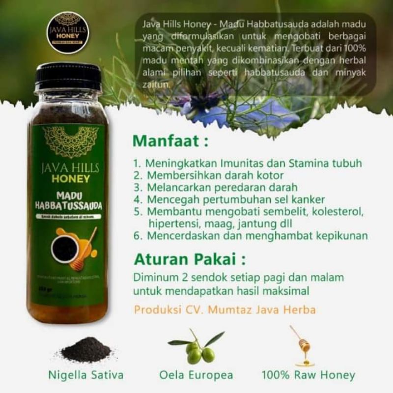 

MADU HABBATUSSAUDA HERBAL ASLI PREMIUM JAVA HILLS HONEY 330GR