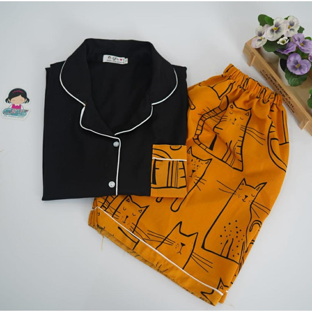 BEFAST - ZFS SETELAN PIYAMA ACA / PIYAMA BAJU TIDUR MOTIF 02 / Set Atasan Lengan Pendek+Celana Panjang / Piyama Motif / Terlaris / Oneset Piyama Keluaran Terbaru / Pakaian Tidur Wanita Remaja